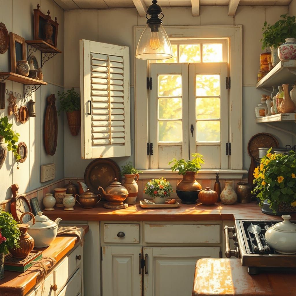Cozy Shabby Chic Kitchen with Vintage Charm
