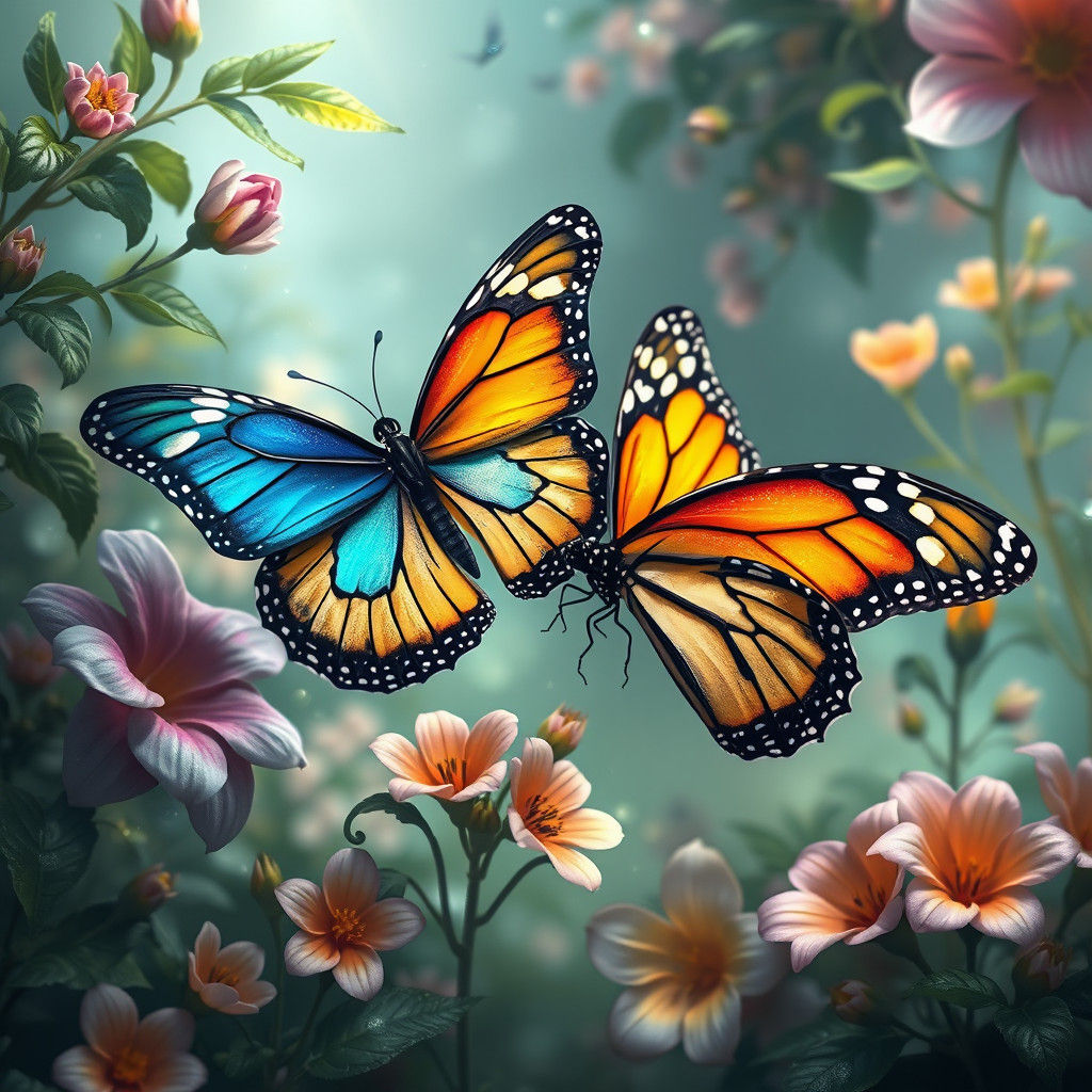 Majestic Butterflies in Dreamlike Fantasy Art
