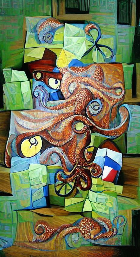 Octopus Oil Painting: Marine Art