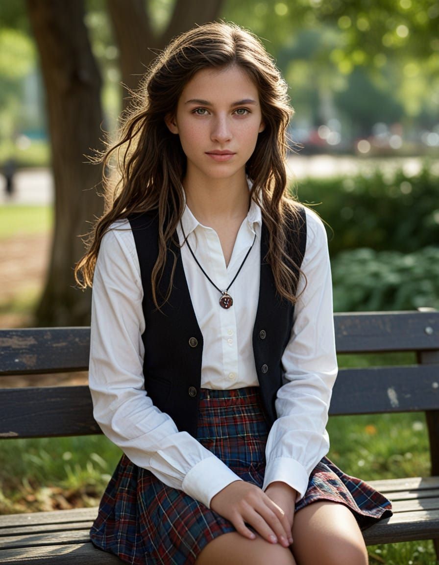 Stunning British Schoolgirl Close-Up Portrait in Desolate Pa...