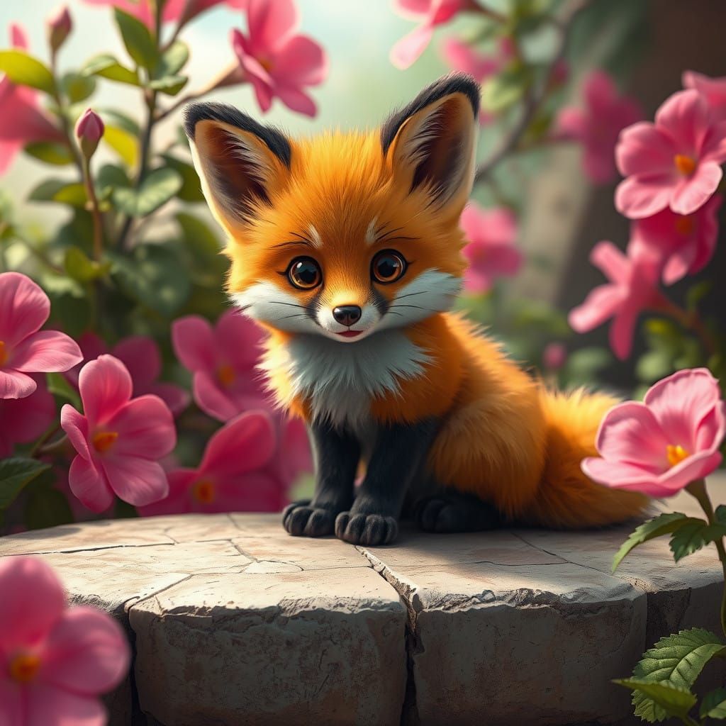 Whimsical Fox in a Fantasy Landscape