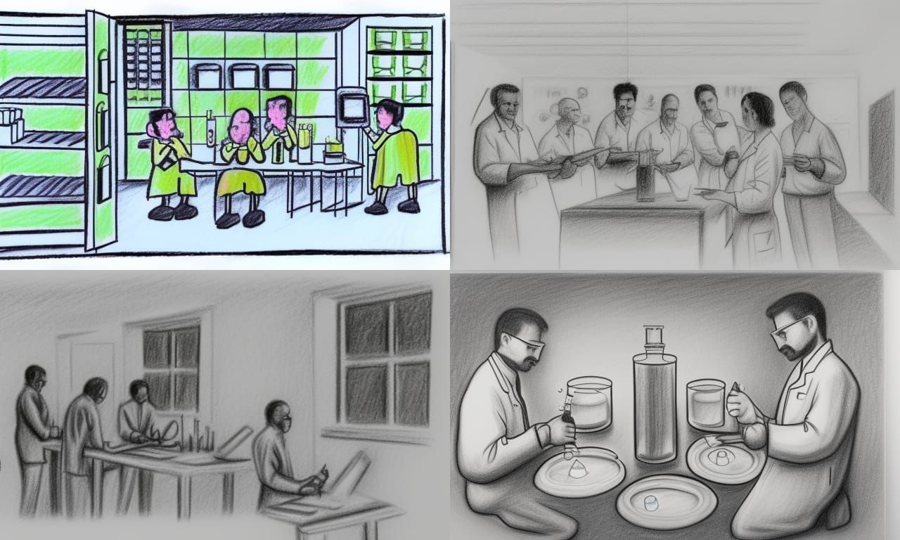 Scientists Experimenting: A Crayon Drawing