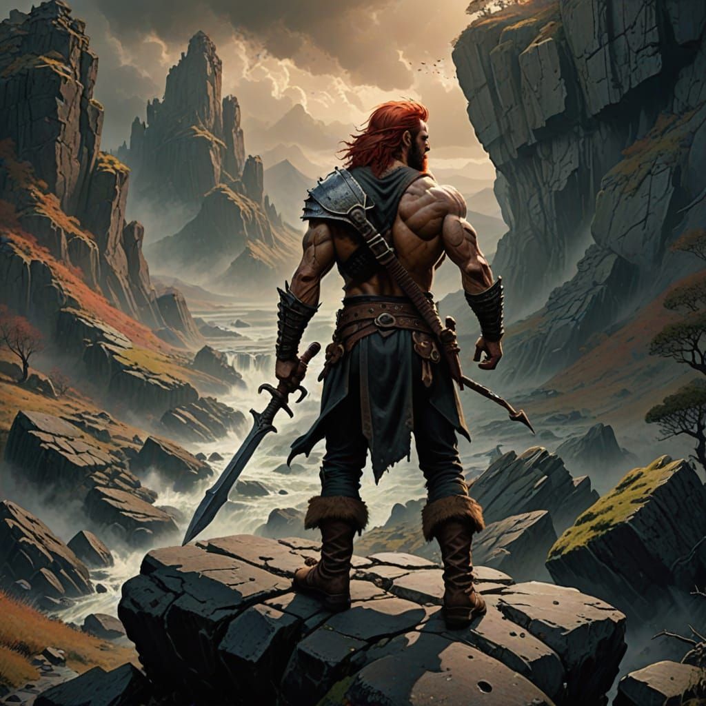 Heroic Warrior in Earthy Tones