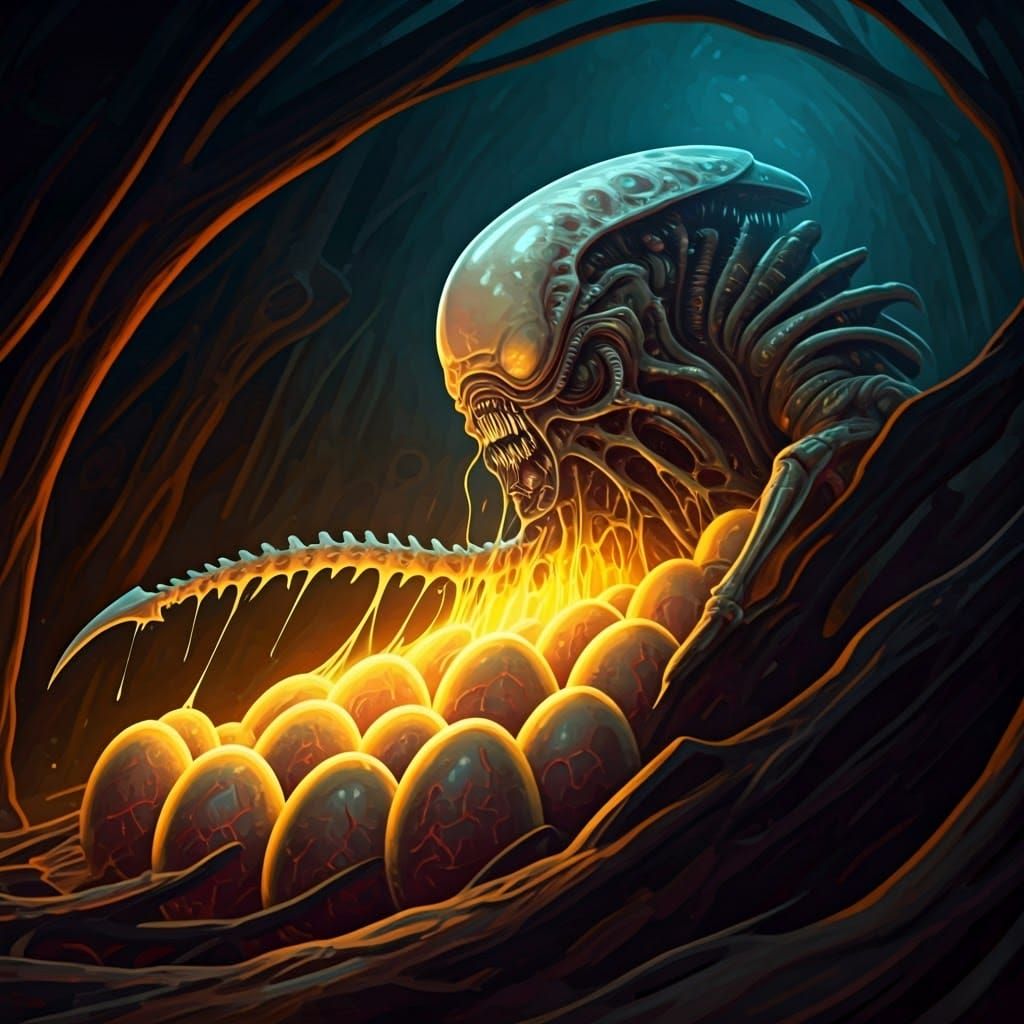 Grotesque Facehugger Terrorizes Human in Dark, Gritty Nightm...