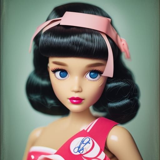 Retro Barbie Girl Pop Art Portrait in Kawaii Style