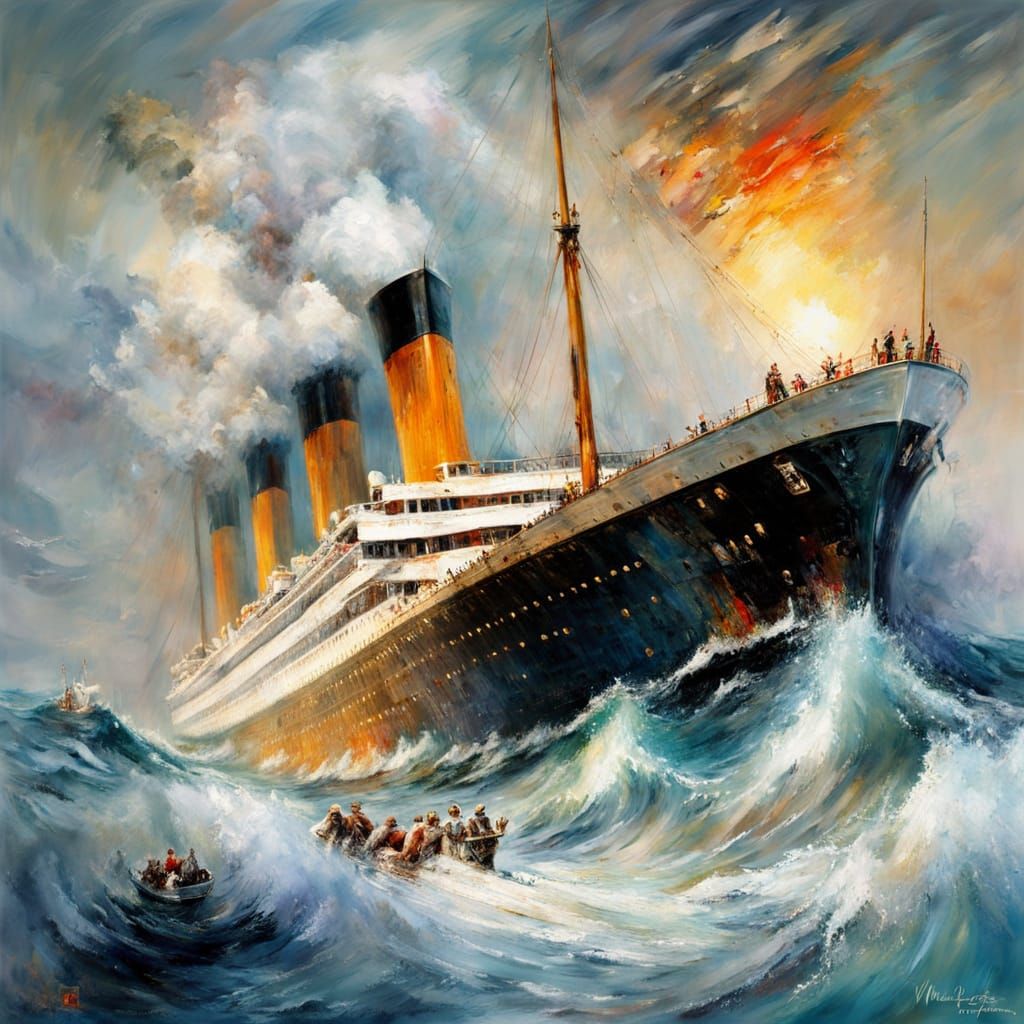 Titanic at Sea: Vivid Colors, Impressionist Style