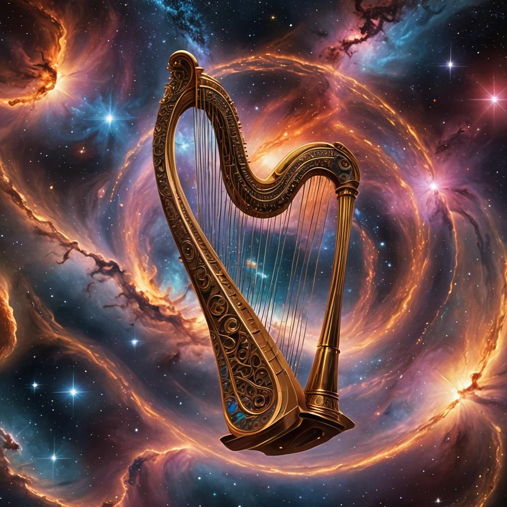 Galactic Harp Supporting Celestial Entities: Scientific Illu...