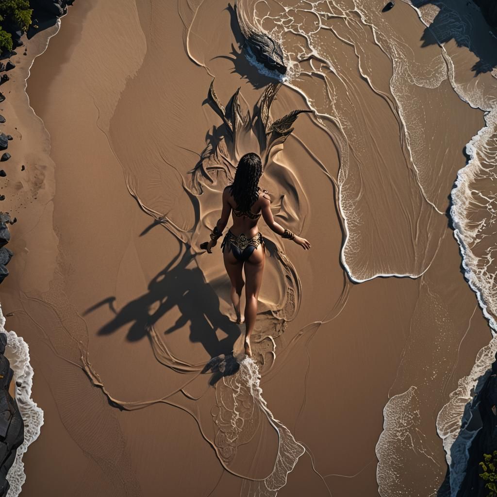 Woman in Black Bikini on a Beach