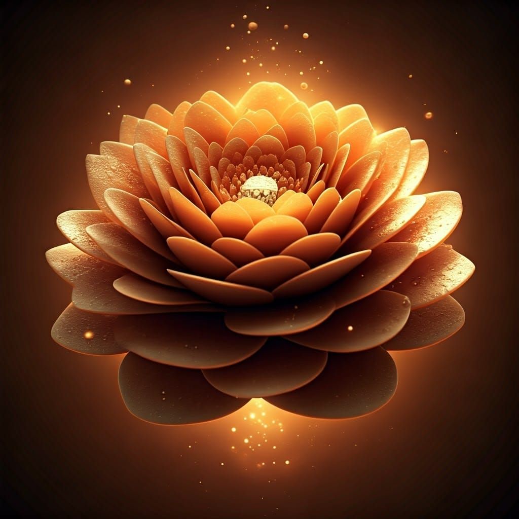Flower Cake in Golden Light: 3D Digital Art