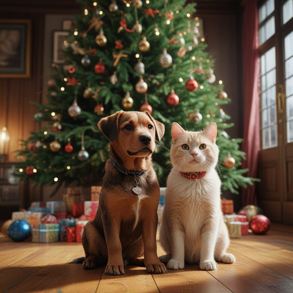 Thriving Winter Wonderland Scene in Detailed Art Nouveau Sty...