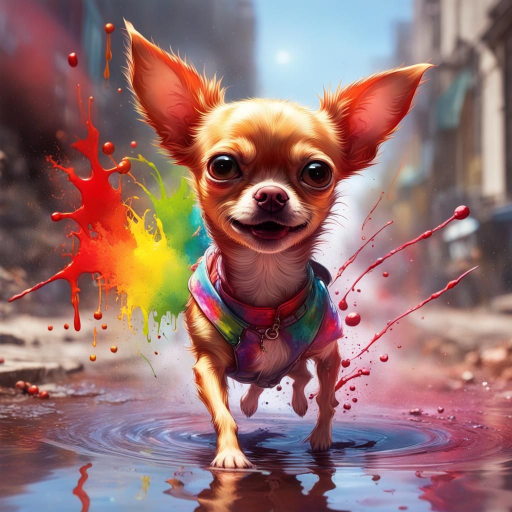 Cartoon Chihuahua Portrait in Horror Halloween Style