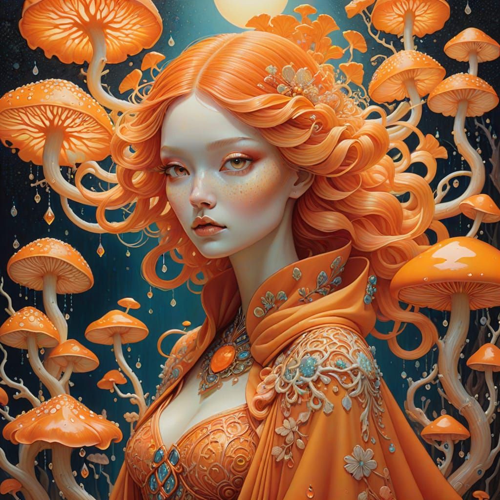 Enchanting Orange Dreamscape with a Whimsical Beauty