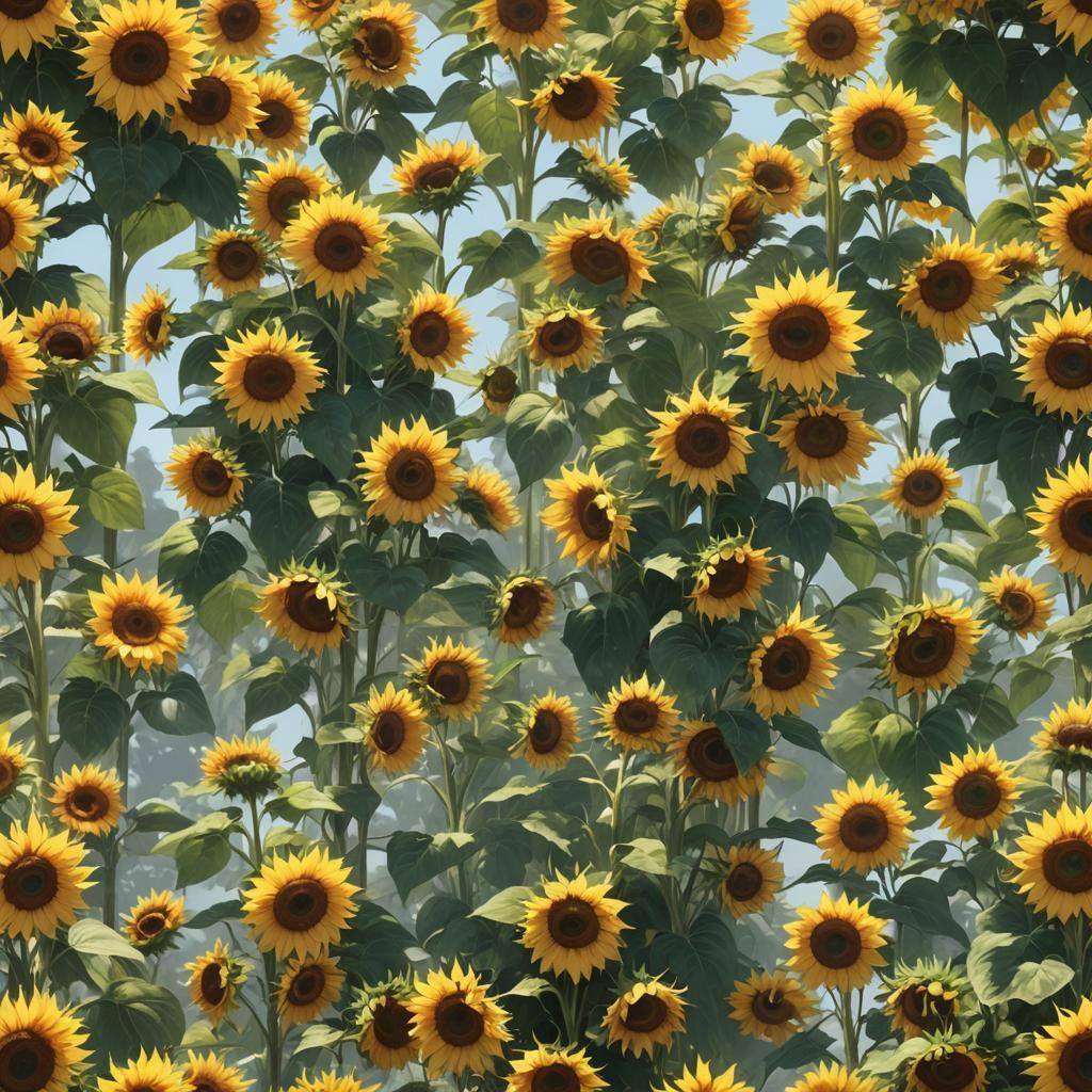 Sunflowers in Anime Style 3D Art