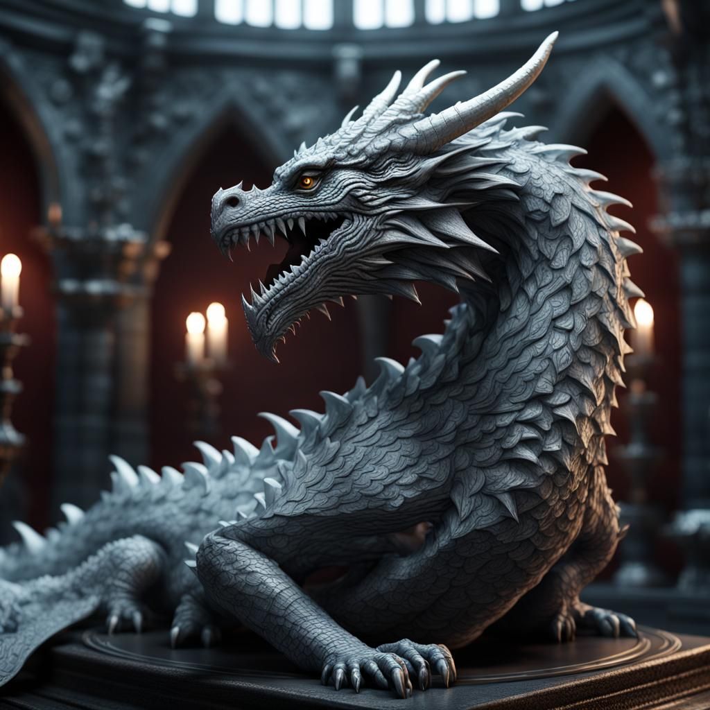 Ornate Ice Dragon in Film Noir Lighting