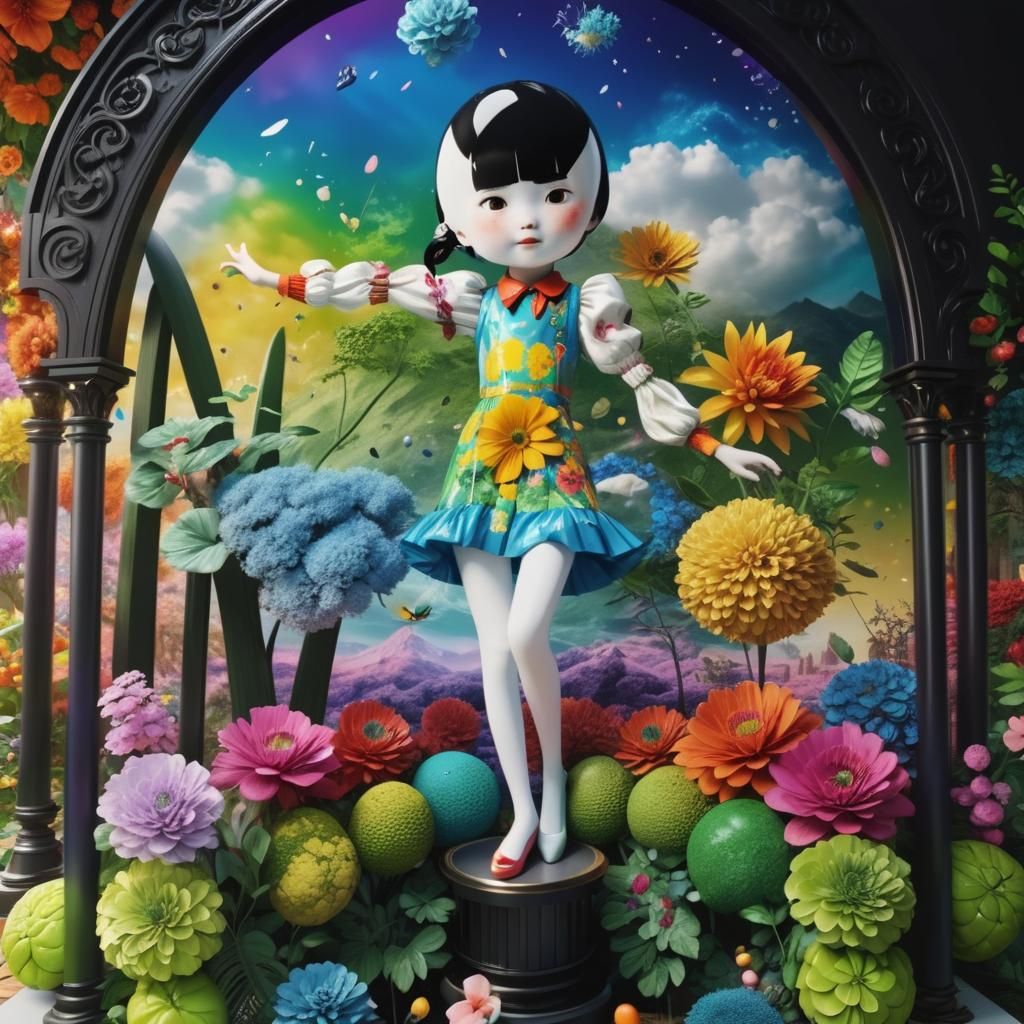 Vibrant Maximalist Scene in Realistic 3D CGI