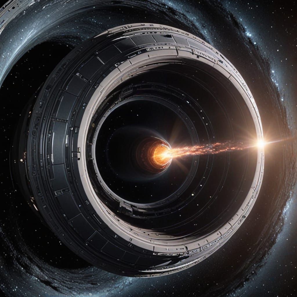 Giant Spaceship Enters Black Hole in Deep Space