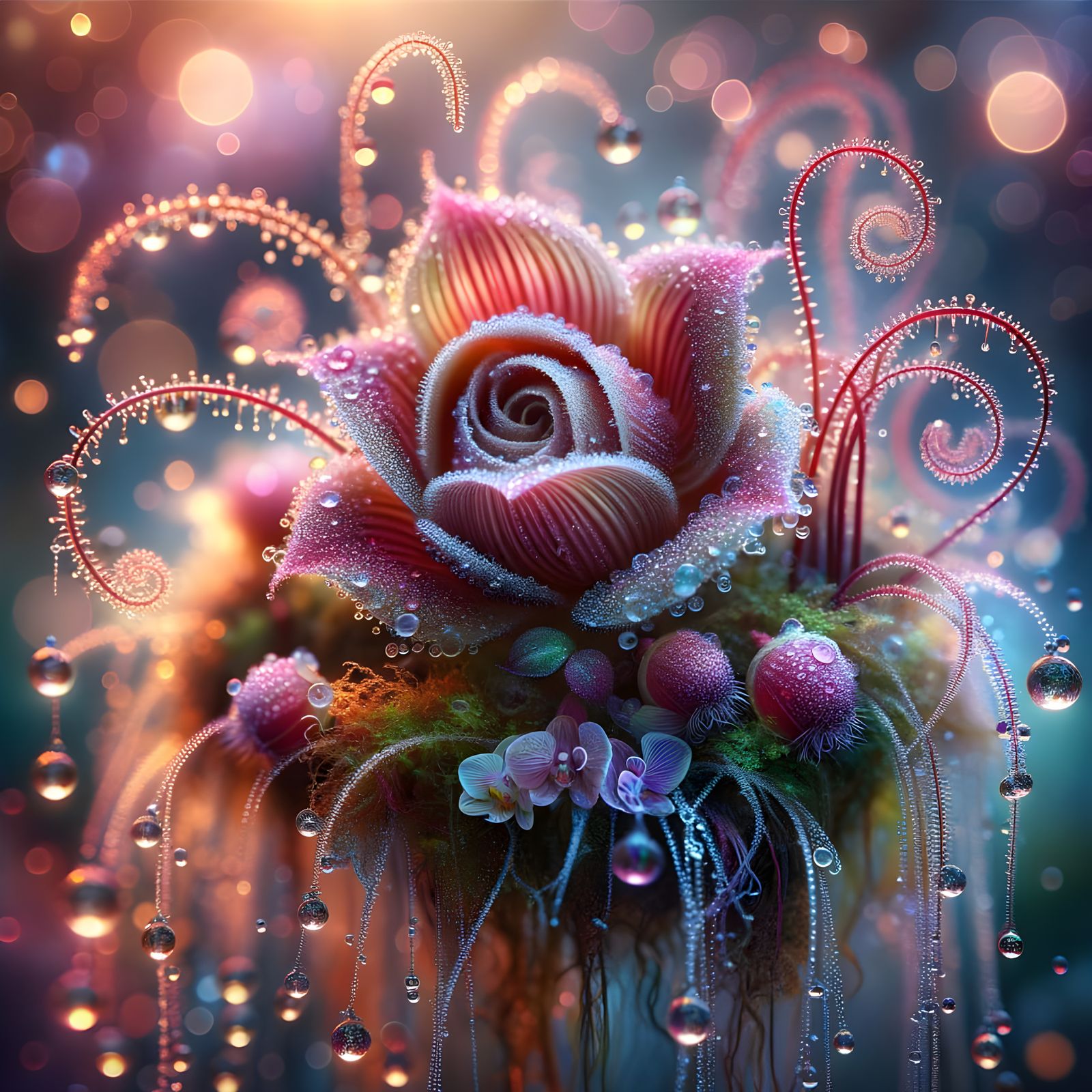 Enchanted Floral Wonderland Under Fluorescent Glow