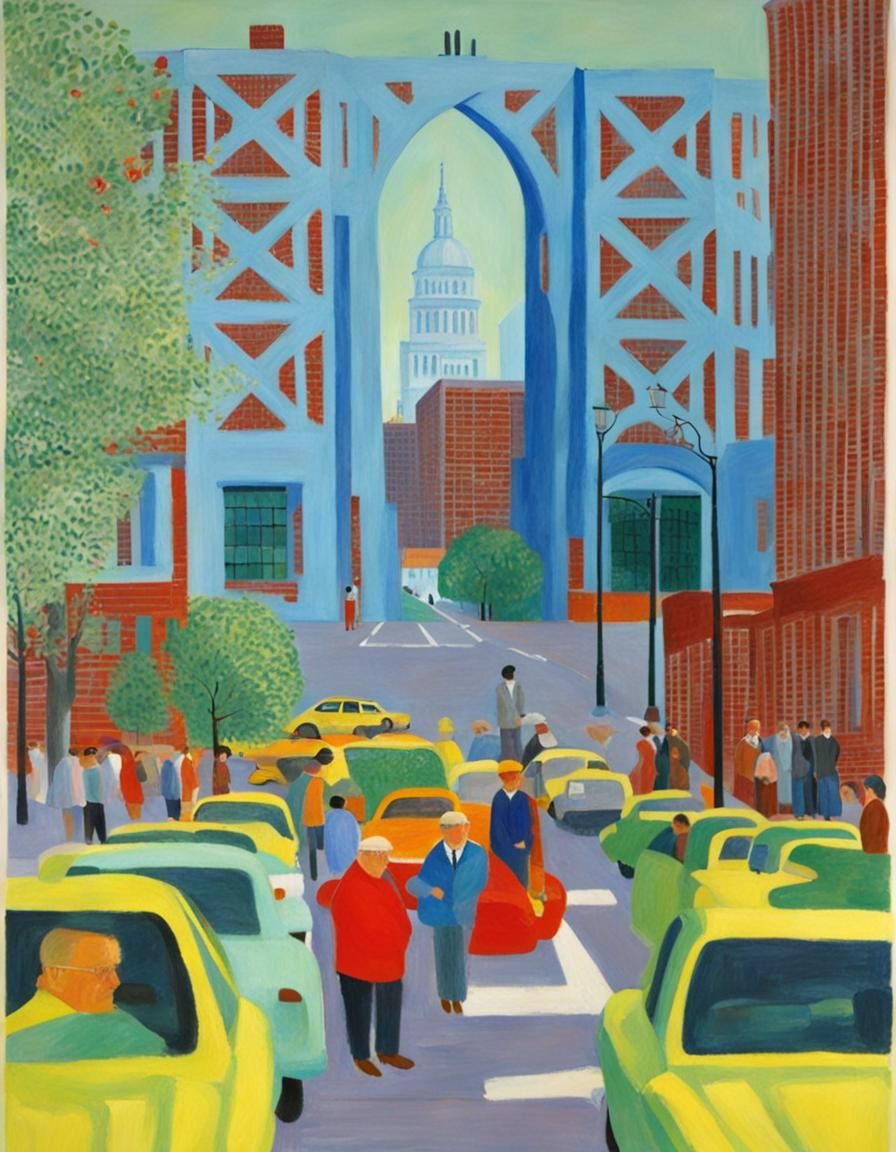 Cityscape in David Hockney Style
