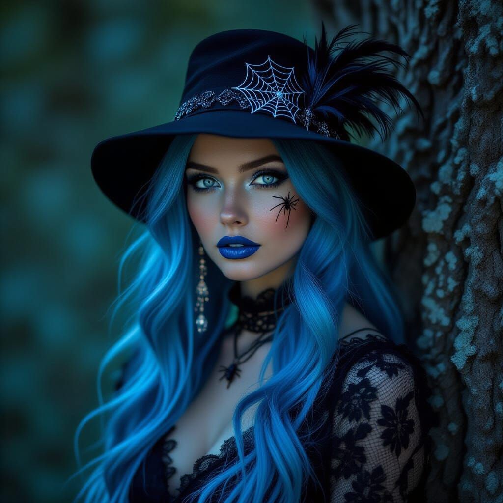 Oil, wet airbrush, fantasy portrait, a woman, piercing blue ...