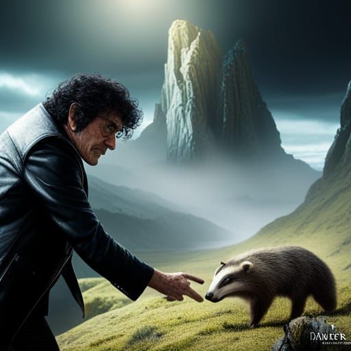 Ian McShane as Lovejoy with Giant Badger