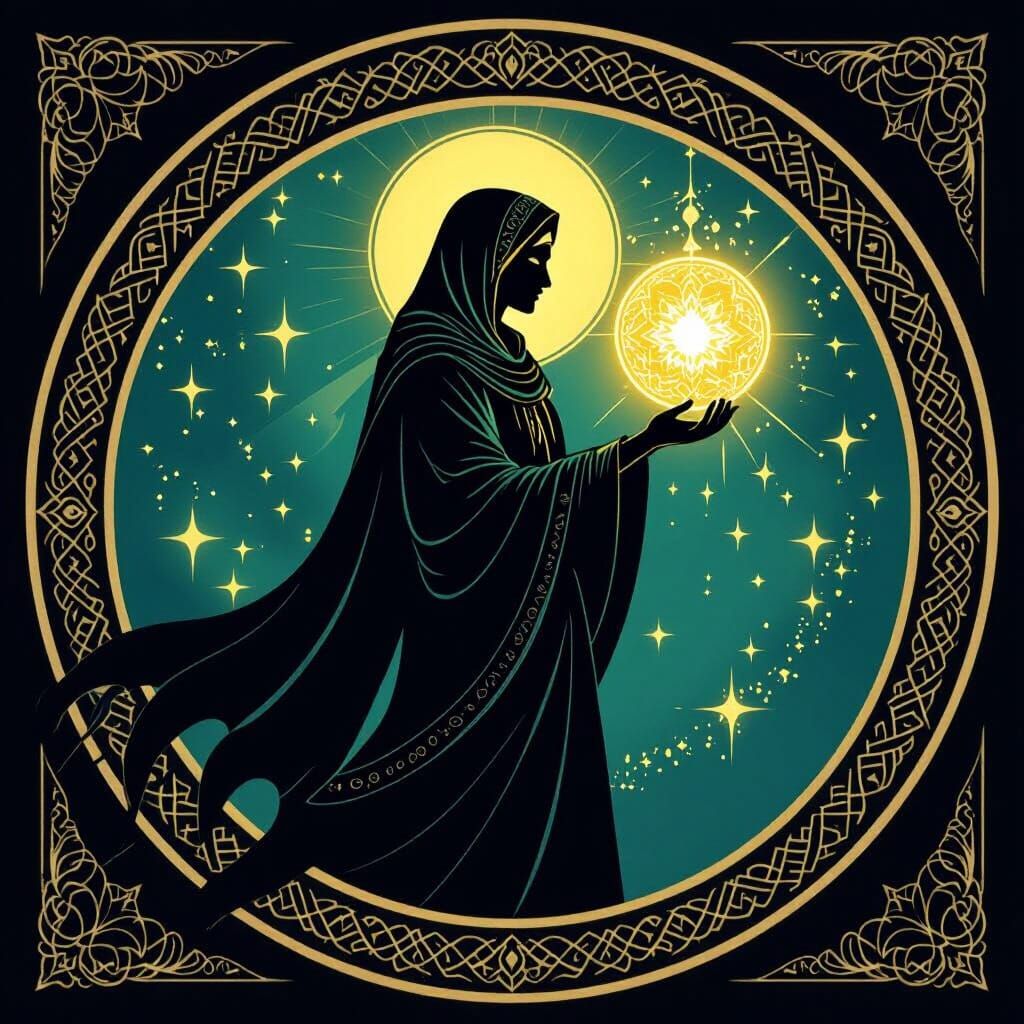 Persian Warrior of Light Emblem with Glowing Orb