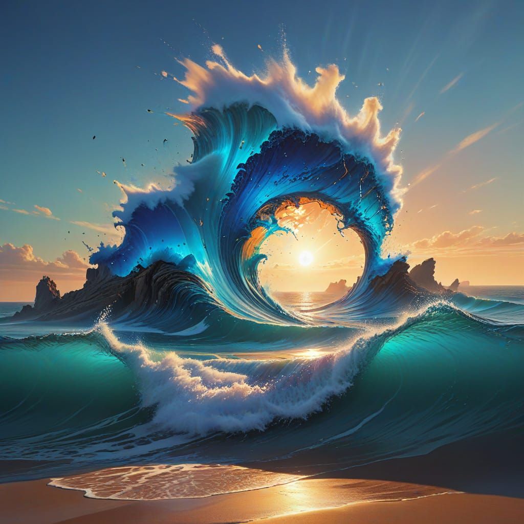 Mystical Fata Morgana Mirage Over Turquoise Sea