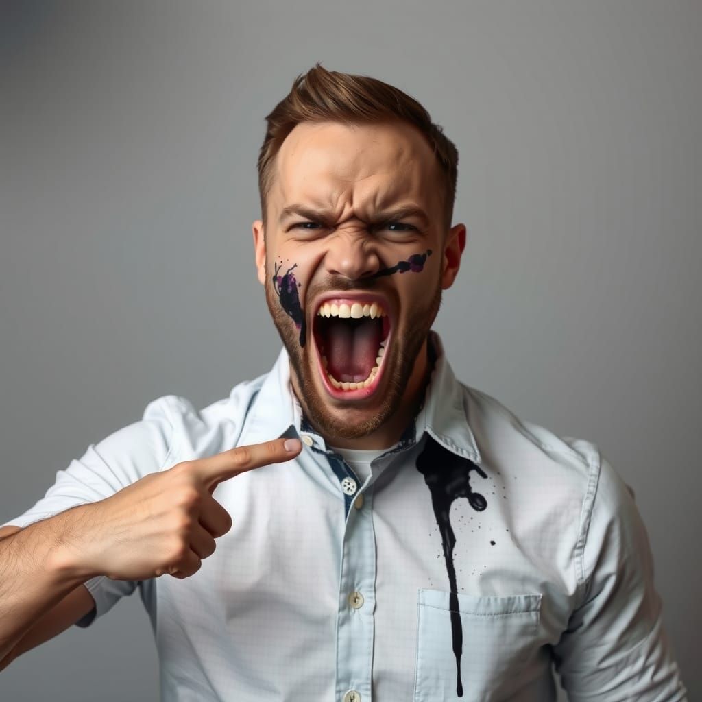 Angry Man Yelling at Ink Blot