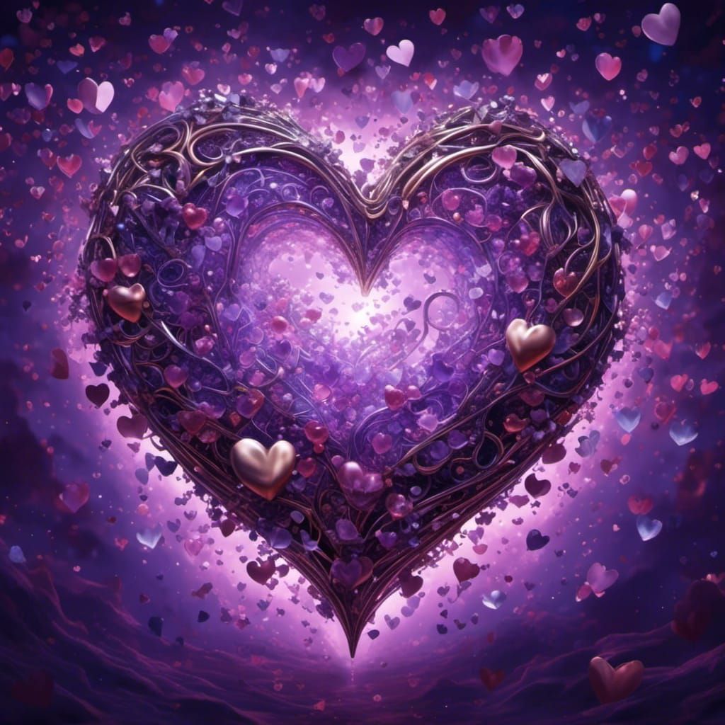 Magical Purple Heart with Silver Swirls