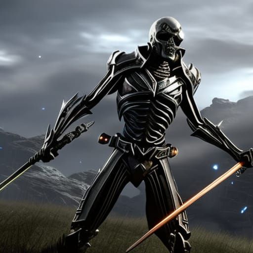 Hyper detailed and irrational insane skeleton Warrior takes ...