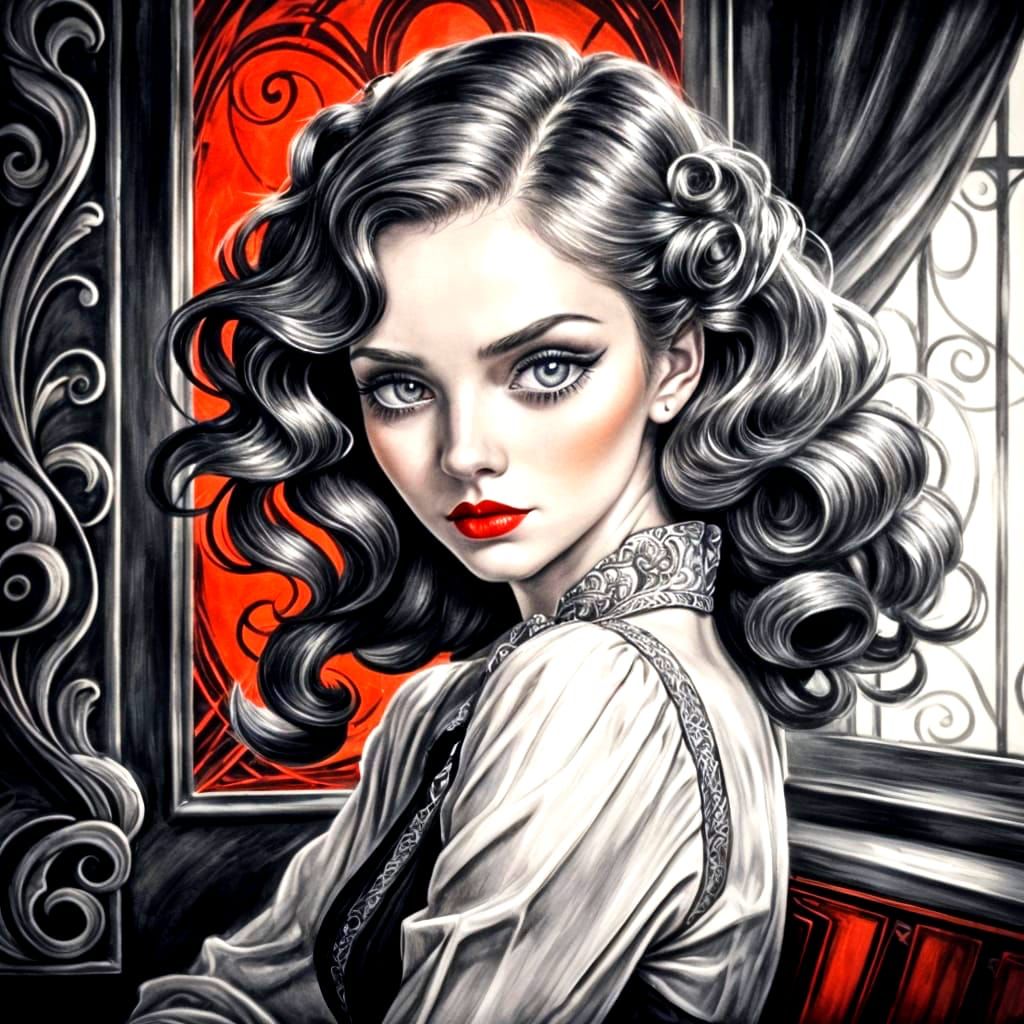 Vintage Art Deco Beauty in Intense Focus