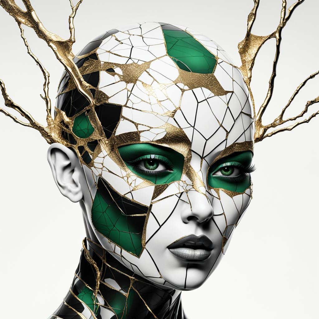 Retro-Futuristic Haute Couture in Kintsugi Art Style
