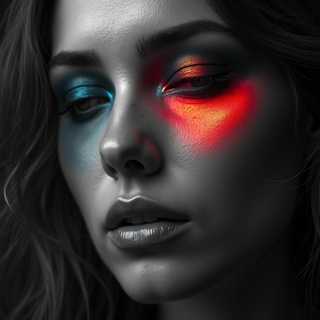 Monochromatic Masterpiece with Vibrant Pop of Color