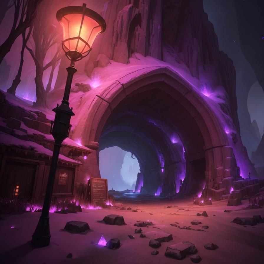 Pink Salt Mine Tunnels with Crystals in Fantasy Art