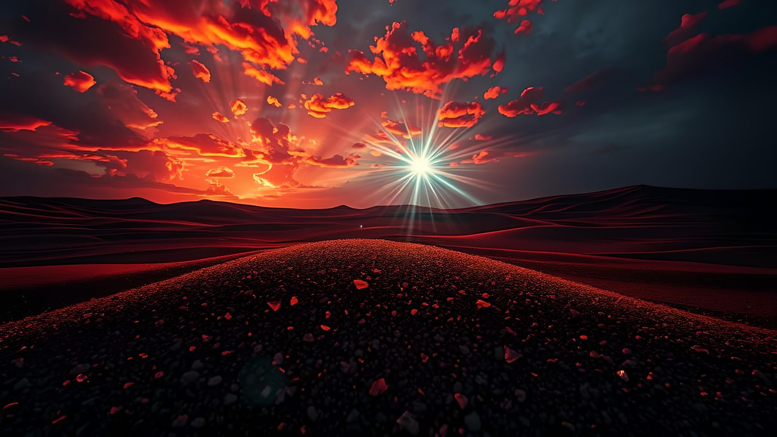 Macro Sand Crystals in Black Desert Landscape