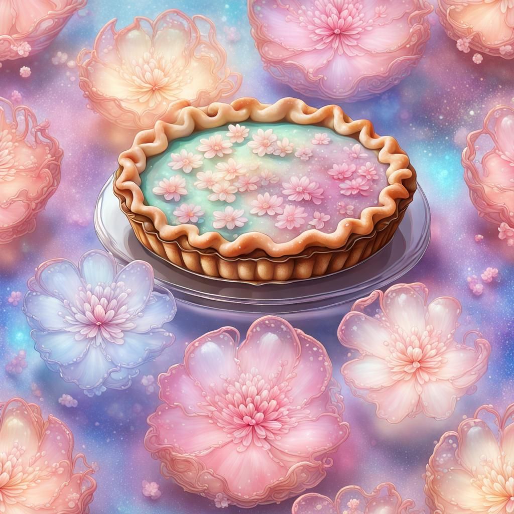 magical and cute pie with flowers