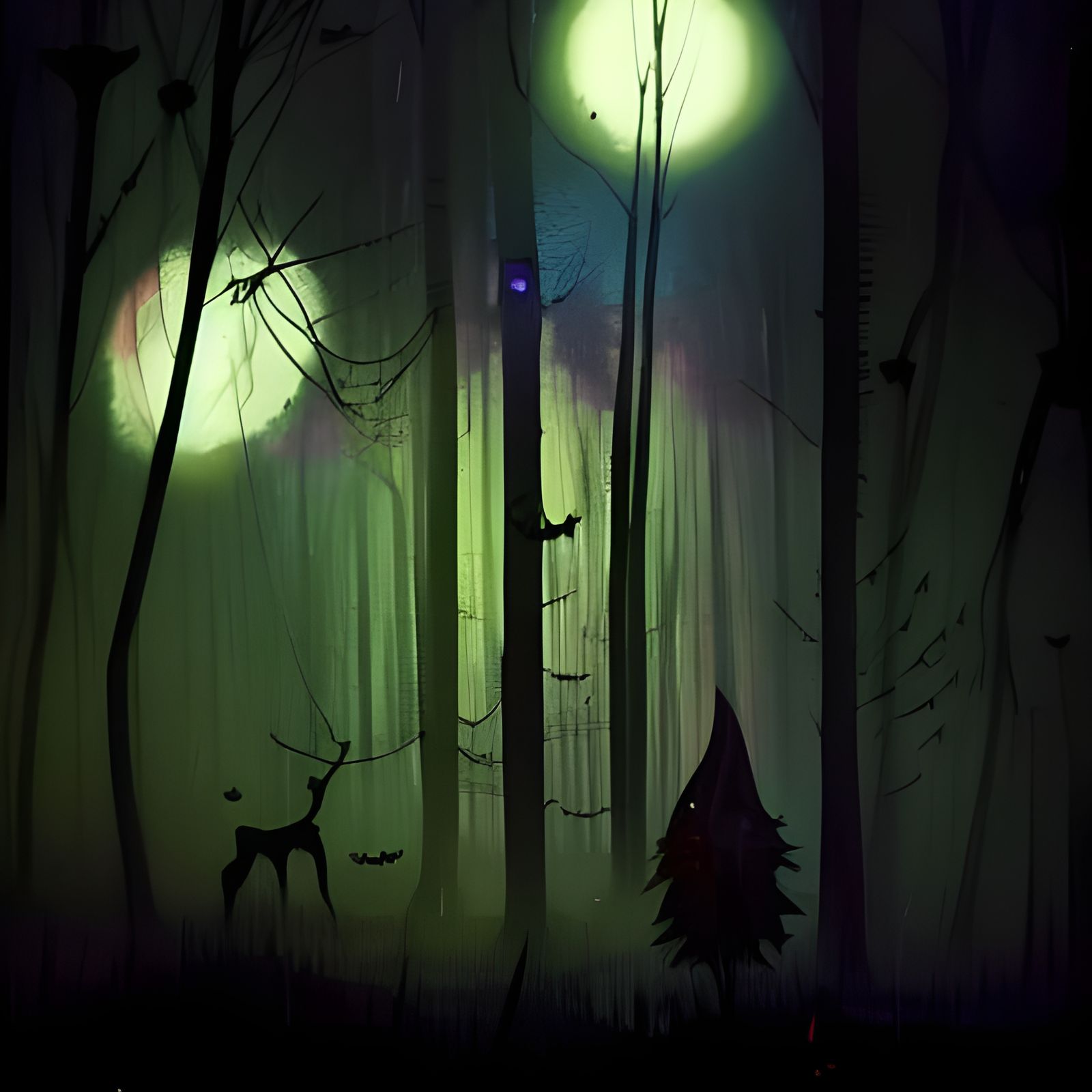 Spooky Forest at Night: A Halloween Matte Painting