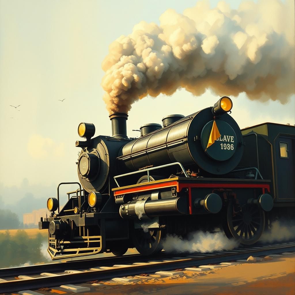 Antique Steam Locomotive in Motion: American Realism Style