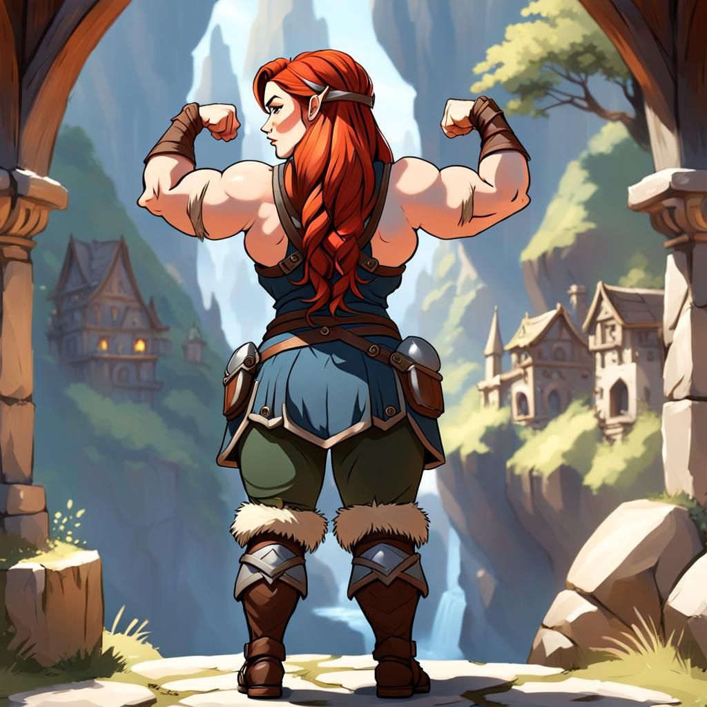 Strong, Happy Fantasy Dwarf Woman Adventurer