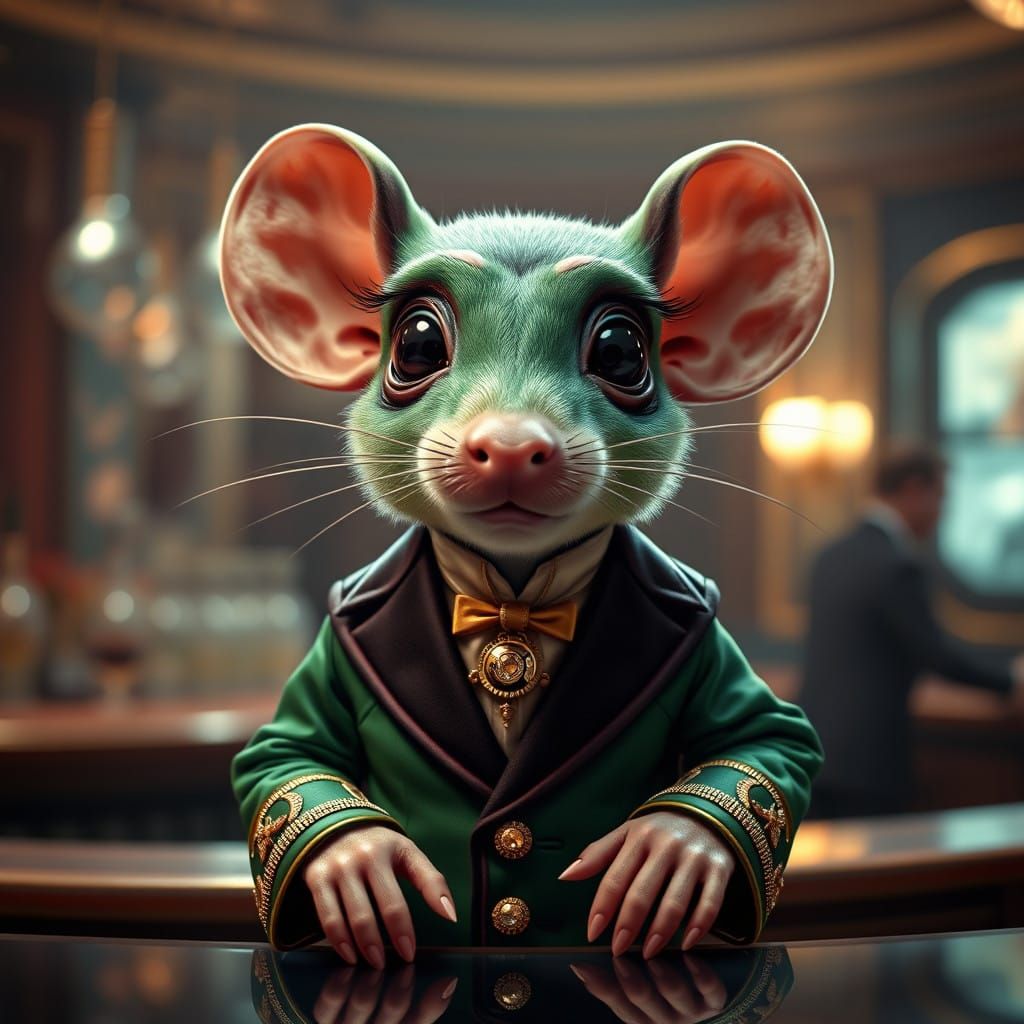 Ferengi Gentleman Behind Vintage Bar