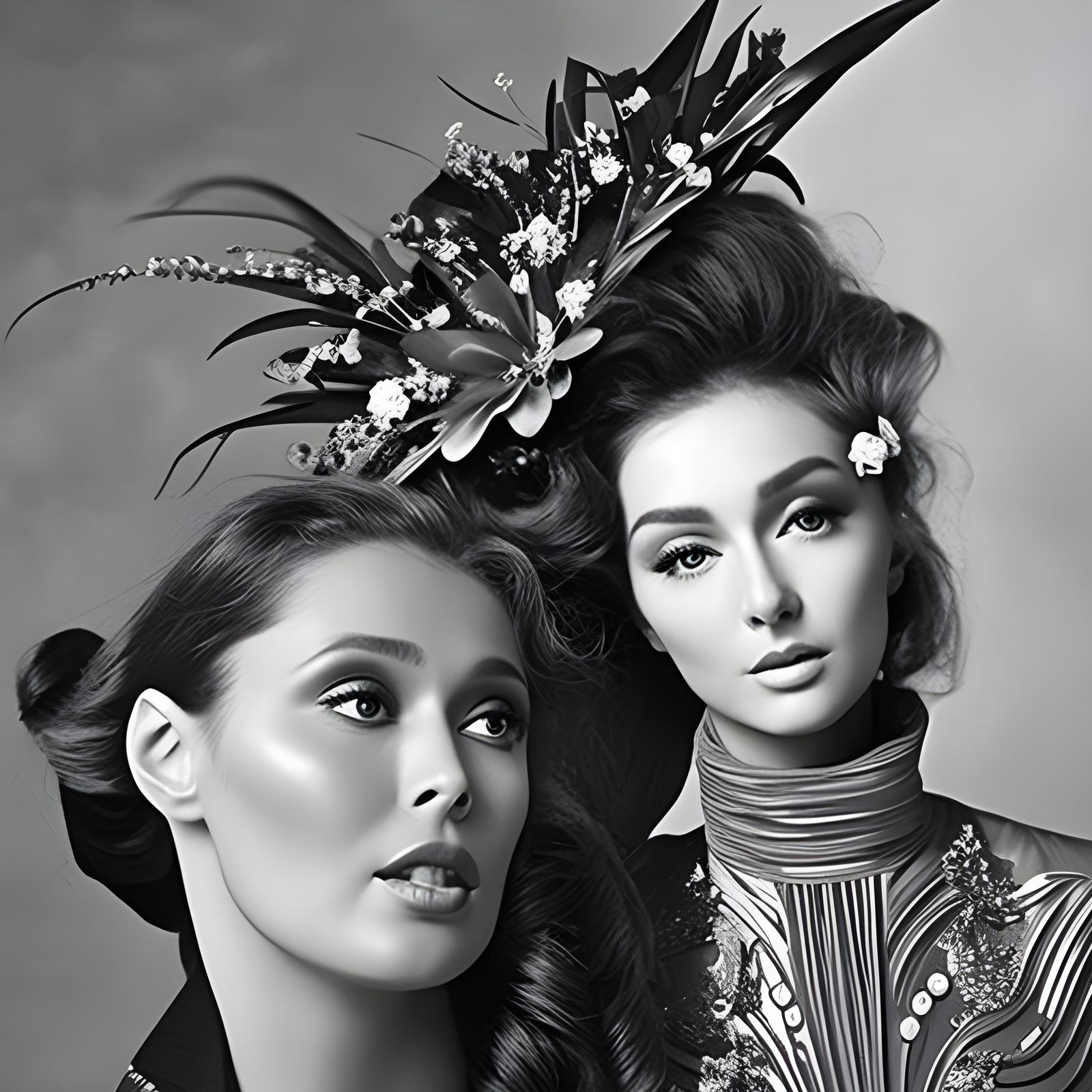 Detailed Painting of People Amongst Flowers