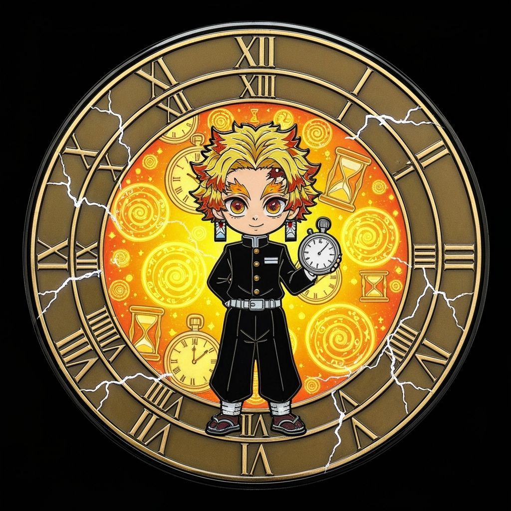Magical Anime Time Badge with Chibi Character