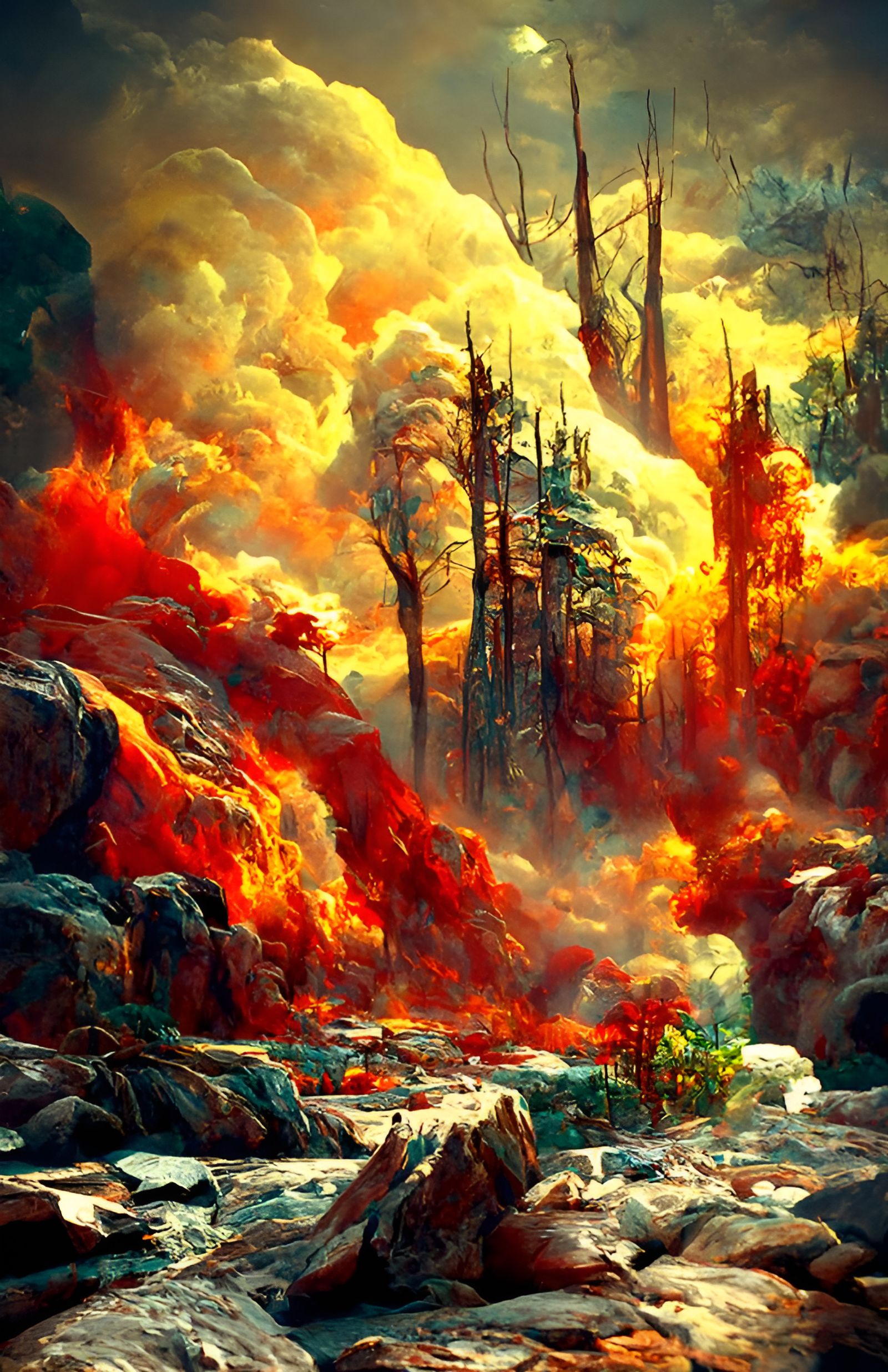 Inferno: Mountain Forest Firestorm at Dusk