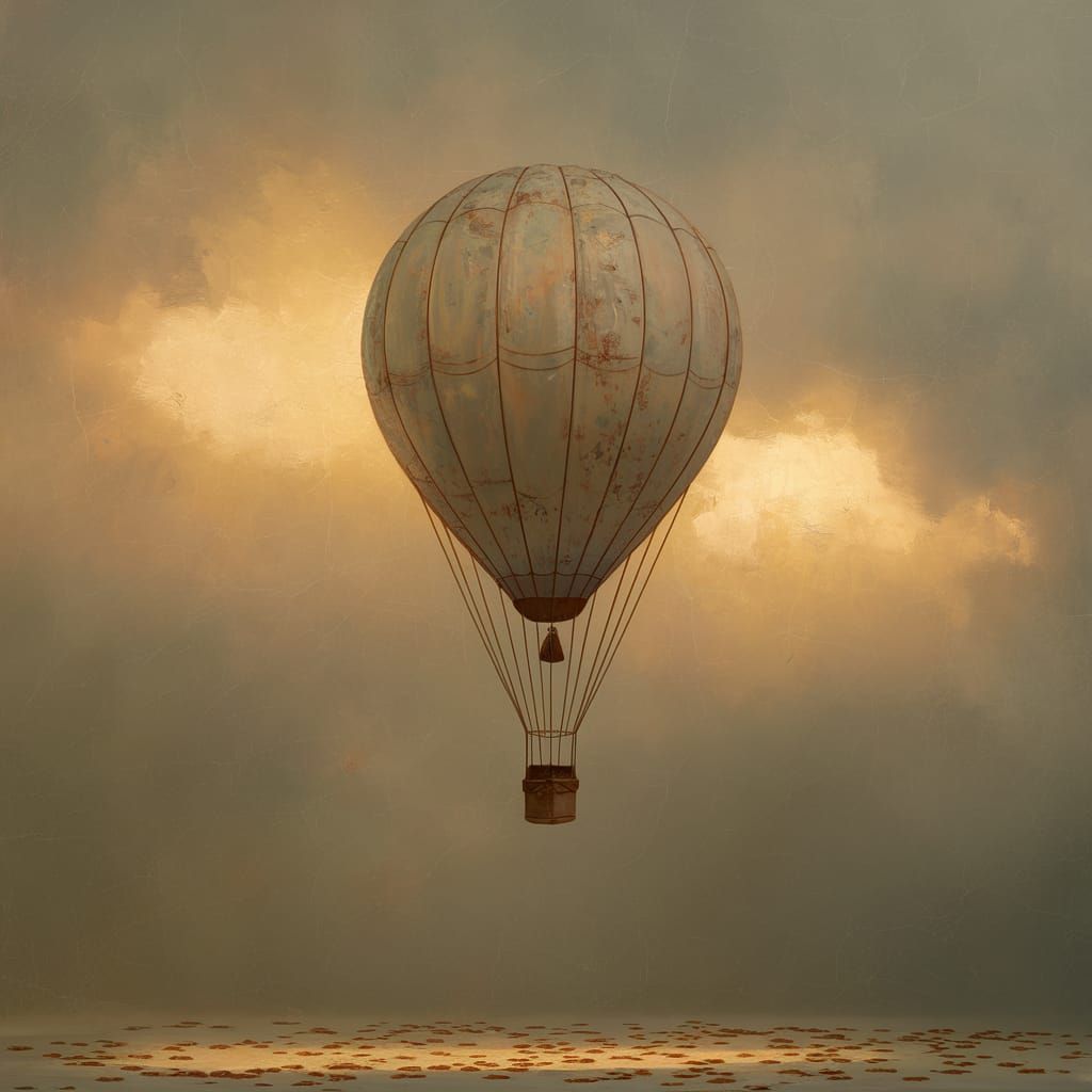 Melancholic Painting of a Lonely Balloon