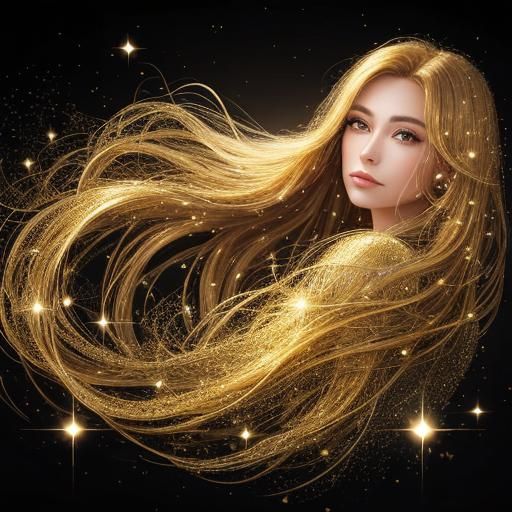 Golden Star Portrait of a Woman in Digital Art