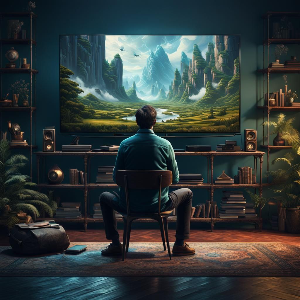 Man on TV: Detailed Fantasy Concept Art