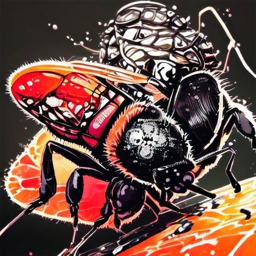 Macro Shot of a Shiny Purple Beetle on Patio