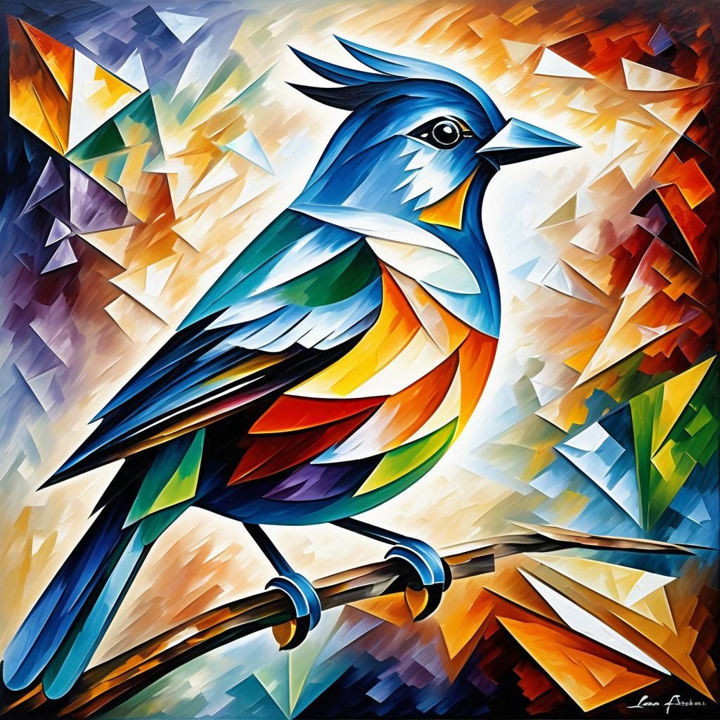 Cubist Bird with Geometric Shapes