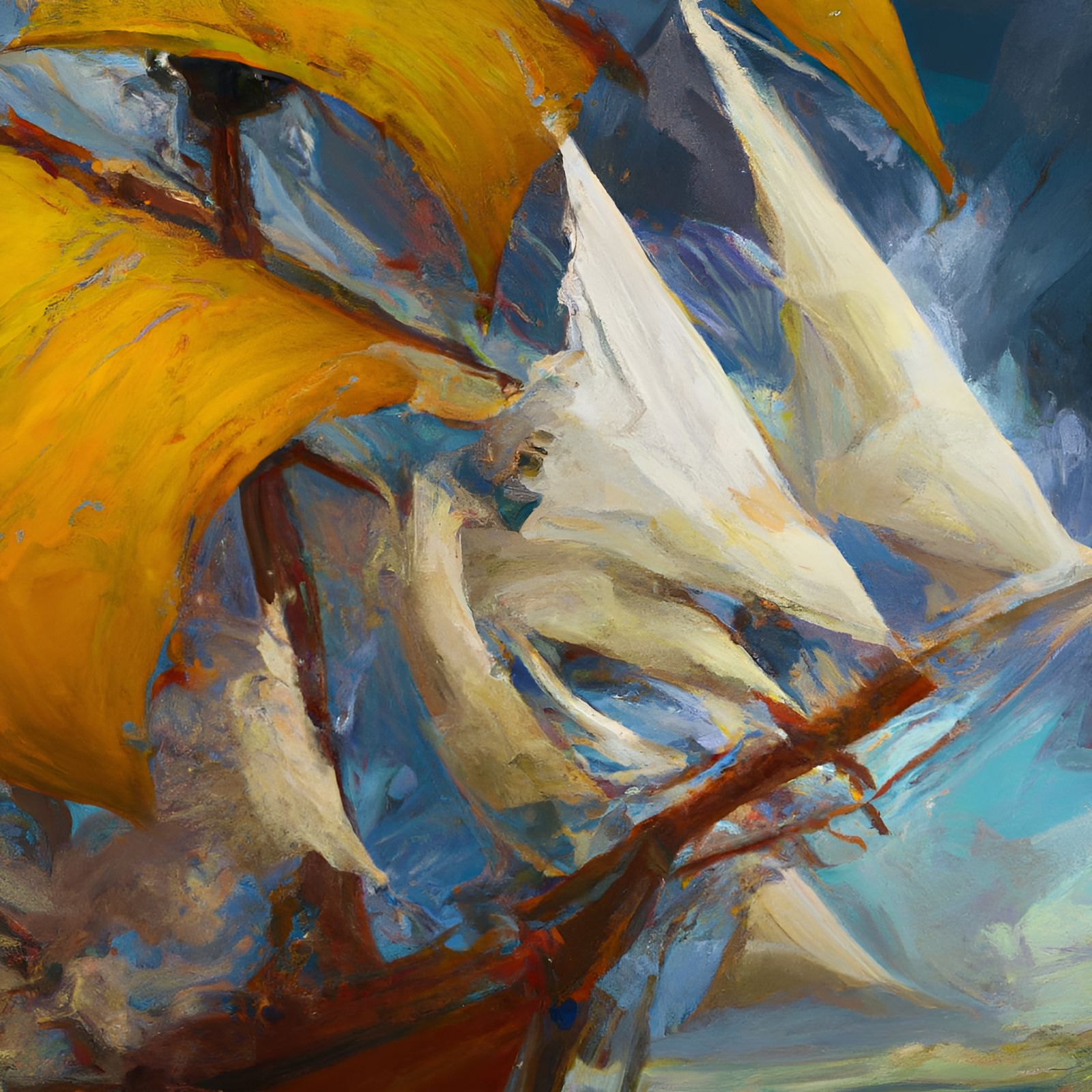 Stormy Seas: Shipwreck in Expressionist Oil Painting Style