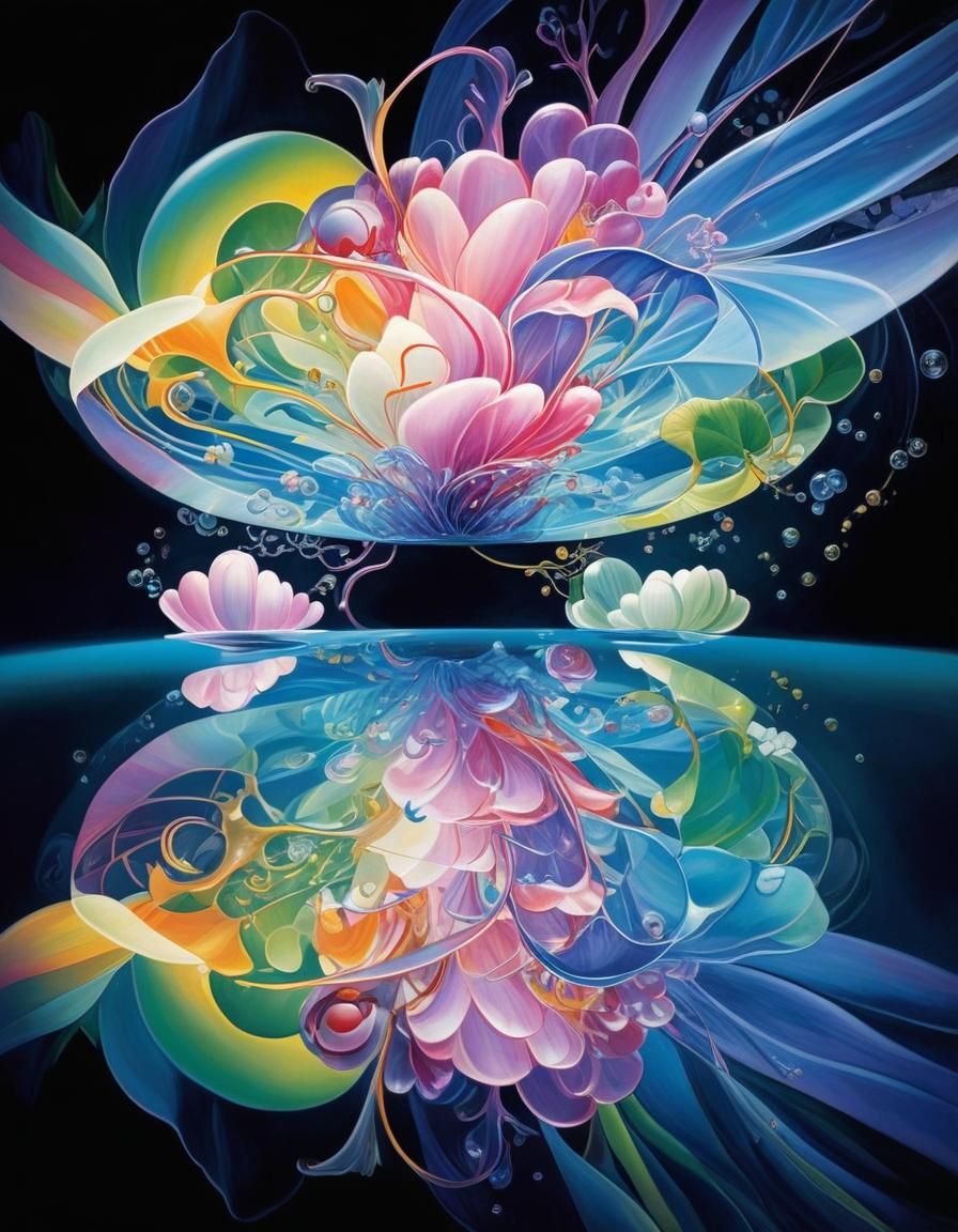 Abstract Mixed-Media with Prismatic Colors