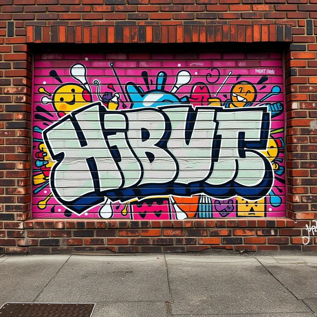 Energetic Street Art Mural with 3D Graffiti